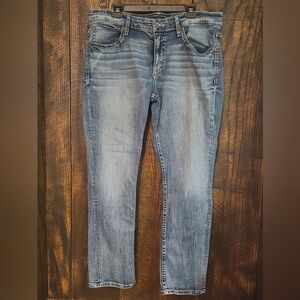 BKE Jake Straight Jeans Mens 40x32 Blue Light Medium Distressed Wash Denim